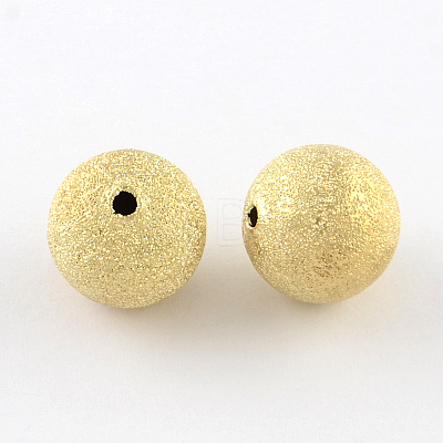 Brass Textured Beads KK-R012-8mm-G-1