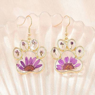 Alloy & Dried Flower Dangle Earrings AL-Z001-06G-1
