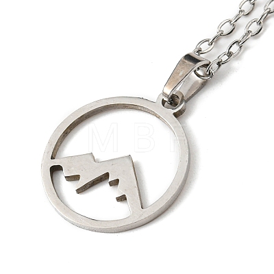 201 Stainless Steel Mountain Pendant Necklace with Cable Chains NJEW-Q317-26P-1