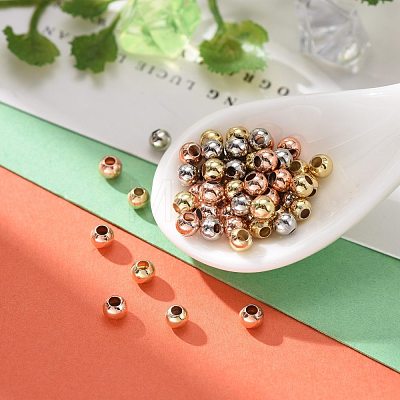 150Pcs 3 Colors Round Brass Spacer Beads Set KK-LS0001-05-1