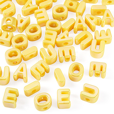 50Pcs 5 Styles UV Plating Opaque Acrylic Beads PACR-TA0001-31B-1