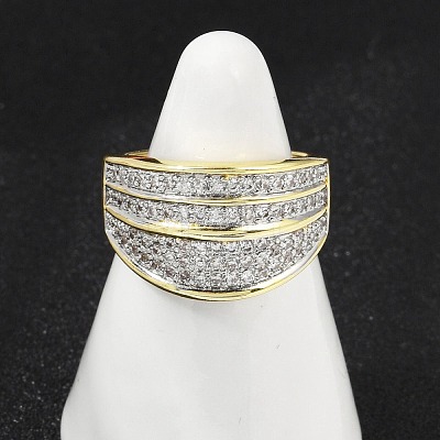 Brass Micro Pave Cubic Zirconia Open Cuff Ring for Women RJEW-F177-03GP-08-1