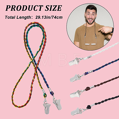 4Pcs 4 Color Polyester & PU Leather Braided Cord EyeGlass Necklace Strap AJEW-WH0248-149-1