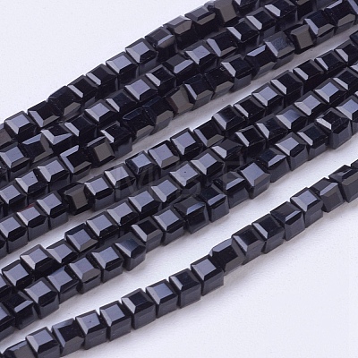 Cube Shaped Crystal Glass Beads Strands X-GLAA-F012-A02-1