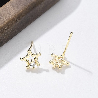 Brass Clear Cubic Zirconia Stud Earrings EJEW-Q014-13G-1