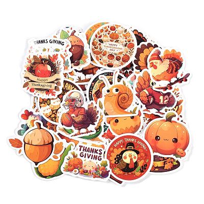 50Pcs Thanksgiving Day Cartoon Paper Self-Adhesive Picture Stickers STIC-C010-03-1