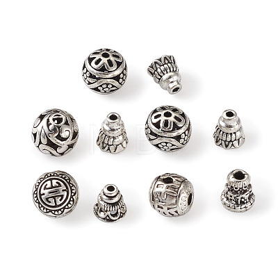 Kissitty Tibetan Style Alloy Guru Bead Sets PALLOY-KS0002-07AS-1