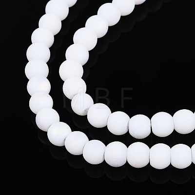 Frosted Opaque Glass Beads Strands GLAA-T032-P4mm-MBB02-1
