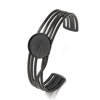 304 Stainless Steel Multi-strand Cuff Bracelet Blanks with Flat Round Bezel Settings SA-CBA4160-01B-EB-1