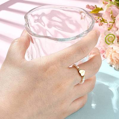 Natural Freshwater Pearl & 304 Stainless Steel Bead Finger Rings RJEW-FS00001-09-1