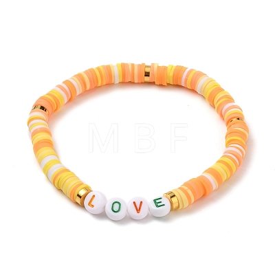 Polymer Clay Heishi Beads Stretch Bracelets BJEW-JB05711-1