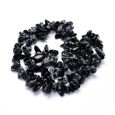 Natural Snowflake Obsidian Beads Strands G-O049-B-44-1