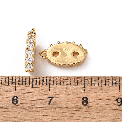 Brass Micro Pave Clear Cubic Zirconia 2-Hole Spacer Bars KK-K422-06G-1