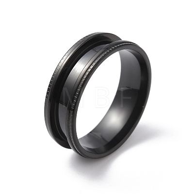 Titanium Steel Grooved Finger Ring for Men Women RJEW-WH0004-30G-EB-1