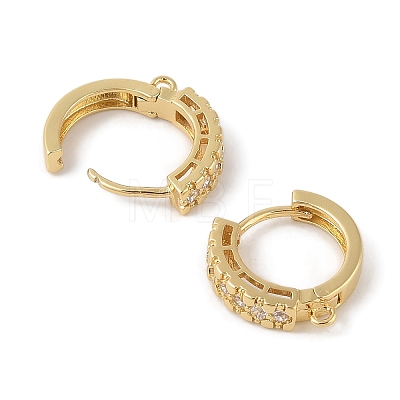 Brass with Cubic Zirconia Hoop Earrings Finding KK-Q822-02G-1