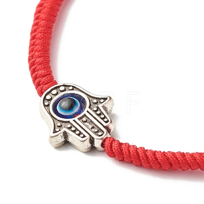 Hamsa Hand /Hand of Miriam with Evil Eye Braided Bead Bracelet for Girl Women BJEW-JB06910-01-1