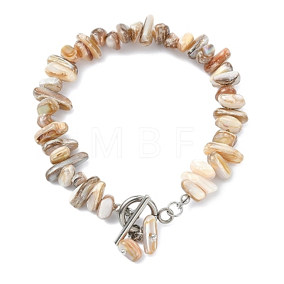 Nuggets Natural Freshwater Shell Charm Bracelets BJEW-JB14016-1