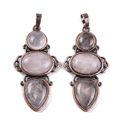 Natural Rose Quartz Pendants G-Q158-04-02-1