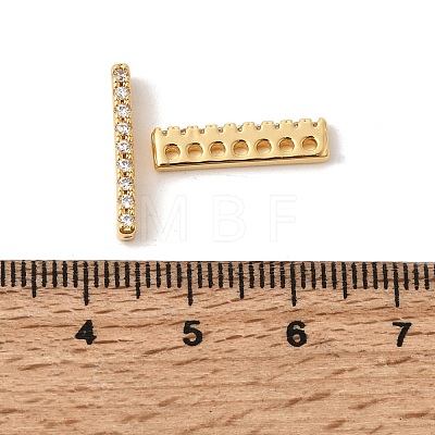 Brass Micro Pave Clear Cubic Zirconia Spacer Bars KK-Z149-03G-1