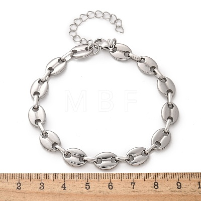 304 Stainless Steel Oval Link Chains Bracelets for Men & Women BJEW-D042-53P-1