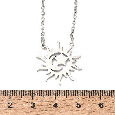 304 Stainless Steel Sun Moon Star Pendant Necklaces for Women NJEW-B158-02P-1