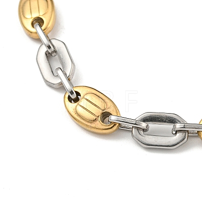 Two Tone 304 Stainless Steel Oval Link Chain Bracelet BJEW-B078-49GP-1