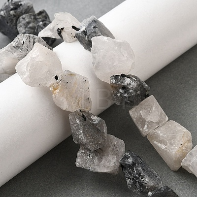 Natural Tourmalinated Quartz Beads Strands G-S386-C15-1