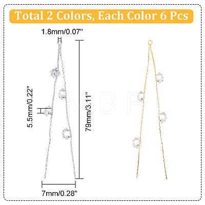 12Pcs 2 Colors Brass Tassel Big Pendants KK-AR0002-60-1