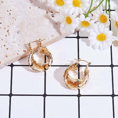 Brass Double Layer Thick Hoop Earrings for Men Women JE966A-1