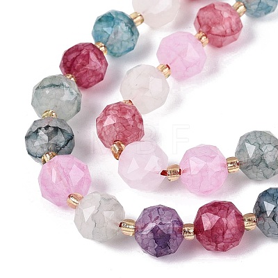 Ombre Effect Dyed Transparent Crackle Glass Beads Strands GLAA-Q111-10MM-M-1