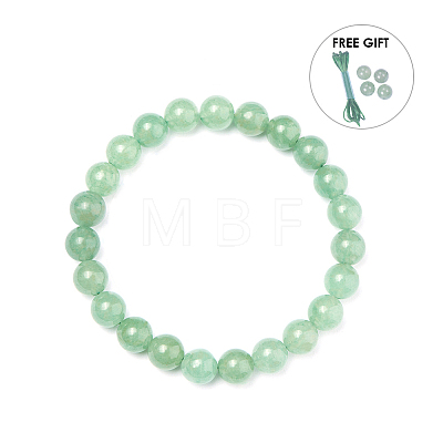 Natural Green Aventurine Round Beads Stretch Bracelets BJEW-PH0001-8mm-24-1