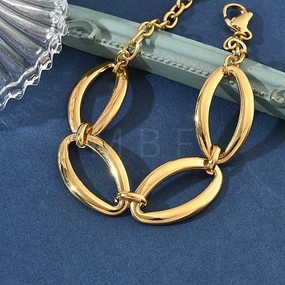 Two Tone 304 Stainless Steel Link Bracelets BJEW-P396-01A-G-1