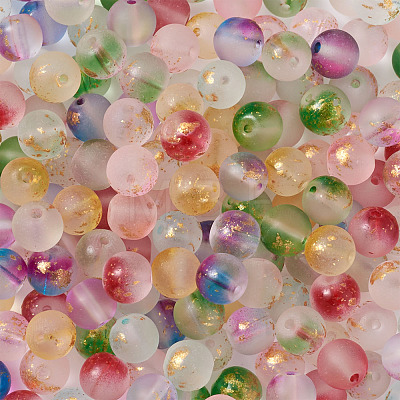 Frosted Spray Painted Glass Beads Strands GLAA-TA0003-10-1