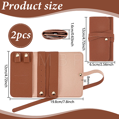 2Pcs PU Leather Jewelry Rolls for Rings Earrings Necklaces AJEW-FG0005-98C-1
