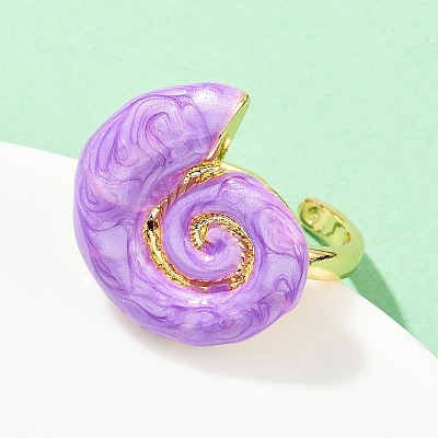 Brass Enamel Adjustable Cuff Rings for Women RJEW-G357-01I-1