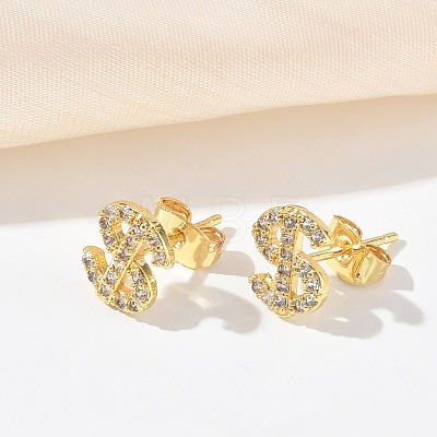 Brass & Crystal Rhinestone Stud Earrings for Women EJEW-G464-04G-01-1