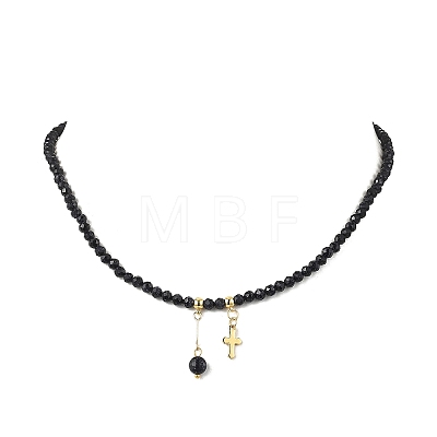 Faceted Round Synthetic Blue Goldstone Beaded Necklaces NJEW-JN05661-1