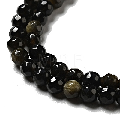 Natural Golden Sheen Obsidian Beads Strands G-P476-01A-04-1