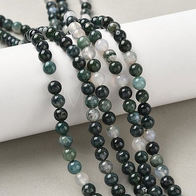 Natural Moss Agate Beads Strands G-L470-31-6mm-1