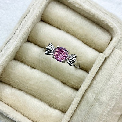 Brass Micro Pave Cubic Zirconia Finger Rings for Women WG8C618-01-1