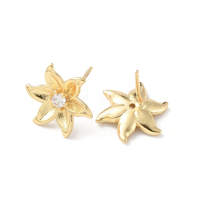Flower Clear Cubic Zirconia Stud Earrings EJEW-F310-09G-1