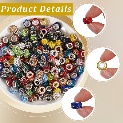 400Pcs 20 Colors Handmade Polymer Clay Rhinestone European Beads CPDL-PA0001-01B-1