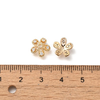 Flower Rack Plating Brass Micro Pave Cubic Zirconia Beads KK-S399-01A-1