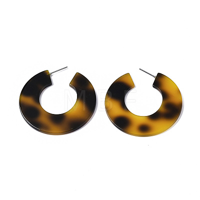 Cellulose Acetate(Resin) C Shape Half Hoop Earrings KY-S163-377-1