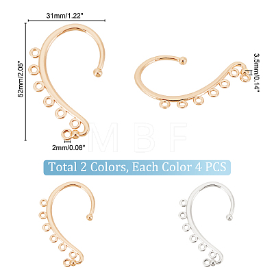 Unicraftale 8Pcs 2 Colors Brass Ear Cuff Findings KK-UN0001-53-1