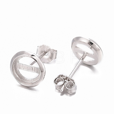 Anti-Tarnish Rhodium Plated 925 Sterling Silver Stud Earring Settings STER-F032-04P-1