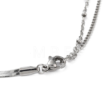 304 Stainless Steel with Plastic Bead Necklace NJEW-Q335-02C-P-1