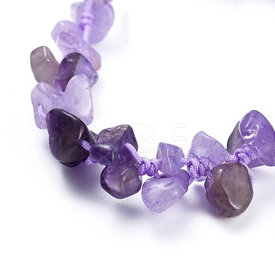Adjustable Natural Amethyst Chip Beads Braided Bead Bracelets BJEW-JB04392-02-1