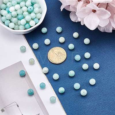 Round Natural Amazonite Bead Strands G-AR0001-64-1