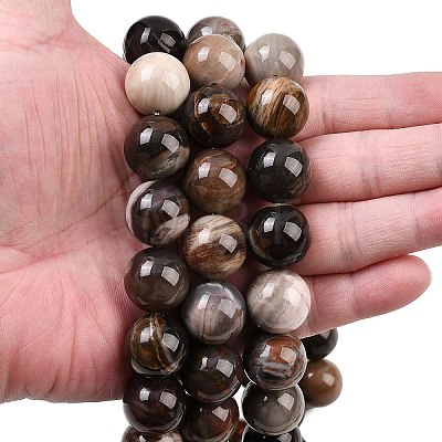 Natural Petrified Wood Beads Strands G-L648-A03-16mm-02-1